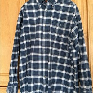 Classic Navy and White Plaid Men's Shirt